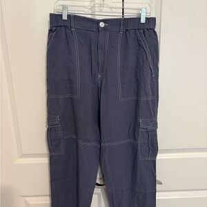 Pilcro Navy Cargo Pants with Contrast Stitching